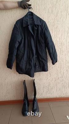 Vintage Soviet Army USSR Uniform Jacket Military FUFAIKA and Tarpaulin boots