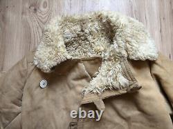 Vintage Soviet Army USSR Uniform Military Sheepskin Coat Bekesha Tulup Shearlin