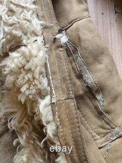 Vintage Soviet Army USSR Uniform Military Sheepskin Coat Bekesha Tulup Shearlin