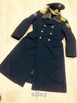 Vintage Soviet Russian military uniform army and police coat (54 XL) + cap
