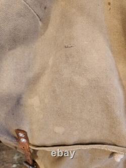 Vintage Swedish Army Military Framed Canvas Leather Backpack Ruck 3 Crowns WWll