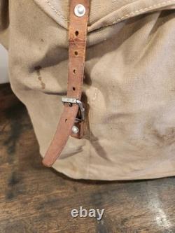 Vintage Swedish Army Military Framed Canvas Leather Backpack Ruck 3 Crowns WWll