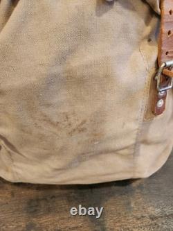 Vintage Swedish Army Military Framed Canvas Leather Backpack Ruck 3 Crowns WWll