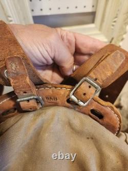 Vintage Swedish Army Military Framed Canvas Leather Backpack Ruck 3 Crowns WWll