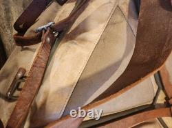 Vintage Swedish Army Military Framed Canvas Leather Backpack Ruck 3 Crowns WWll