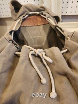 Vintage Swedish Army Military Framed Canvas Leather Backpack Ruck 3 Crowns WWll