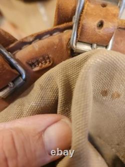 Vintage Swedish Army Military Framed Canvas Leather Backpack Ruck 3 Crowns WWll