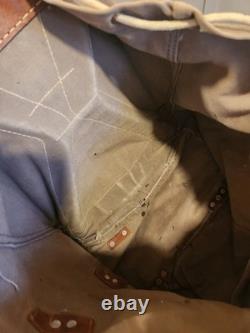 Vintage Swedish Army Military Framed Canvas Leather Backpack Ruck 3 Crowns WWll