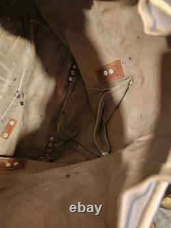 Vintage Swedish Army Military Framed Canvas Leather Backpack Ruck 3 Crowns WWll