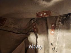 Vintage Swedish Army Military Framed Canvas Leather Backpack Ruck 3 Crowns WWll