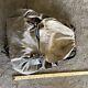 Vintage Swedish Army Military Mountain Backpack Leather Canvas Salt & Pepper