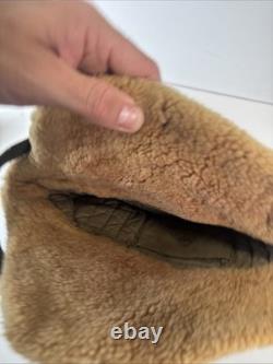 Vintage Swedish Army Military Wool Winter Cap Shearling Ear Flaps