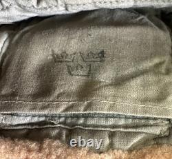 Vintage Swedish Army Military Wool Winter Cap Shearling Ear Flaps