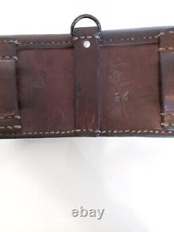 Vintage Swiss Army 2 Leather Ammo Belt Pouches Schmidt Rubin Bags Militaria WW2