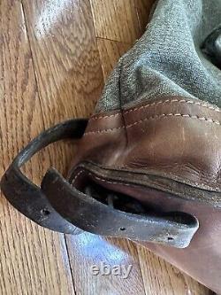 Vintage Swiss Army Backpack 64 Salt and Pepper Military Leather Canvas Rucksack
