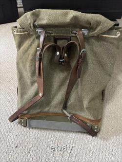 Vintage Swiss Army Backpack Military Salt & Pepper Canvas & Leather Rucksack Vintage Swiss Army Backpack Military Salt & Pepper Canvas & Leather Rucksack