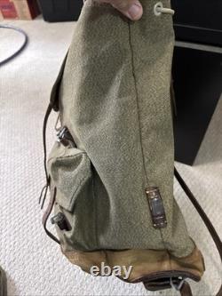 Vintage Swiss Army Backpack Military Salt & Pepper Canvas & Leather Rucksack Vintage Swiss Army Backpack Military Salt & Pepper Canvas & Leather Rucksack