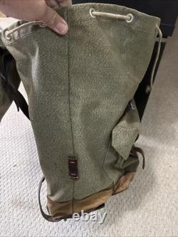 Vintage Swiss Army Backpack Military Salt & Pepper Canvas & Leather Rucksack Vintage Swiss Army Backpack Military Salt & Pepper Canvas & Leather Rucksack