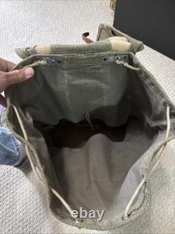 Vintage Swiss Army Backpack Military Salt & Pepper Canvas & Leather Rucksack Vintage Swiss Army Backpack Military Salt & Pepper Canvas & Leather Rucksack