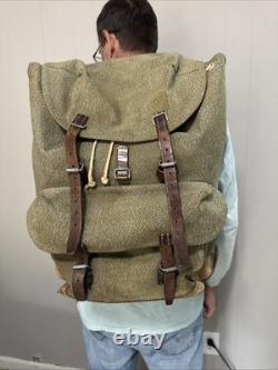 Vintage Swiss Army Backpack Military Salt & Pepper Canvas & Leather Rucksack Vintage Swiss Army Backpack Military Salt & Pepper Canvas & Leather Rucksack