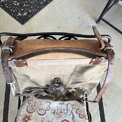 Vintage Swiss Army Backpack Salt & Pepper Military Leather Canvas