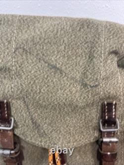 Vintage Swiss Army Canvas Leather Rucksack Backpack R. HAURI SATTLER 57 Military