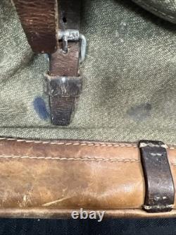 Vintage Swiss Army Canvas Leather Rucksack Backpack R. HAURI SATTLER 57 Military