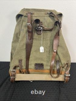 Vintage Swiss Army Canvas Leather Rucksack Backpack R. HAURI SATTLER 57 Military