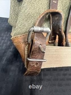 Vintage Swiss Army Canvas Leather Rucksack Backpack R. HAURI SATTLER 57 Military