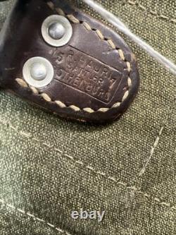 Vintage Swiss Army Canvas Leather Rucksack Backpack R. HAURI SATTLER 57 Military