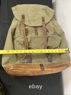Vintage Swiss Army Canvas Leather Rucksack Backpack R. HAURI SATTLER 57 Military