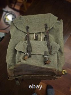 Vintage Swiss Army Canvas and Leather Rucksack 1967