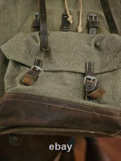 Vintage Swiss Army Canvas and Leather Rucksack 1967