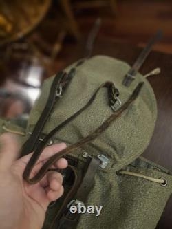 Vintage Swiss Army Canvas and Leather Rucksack 1967