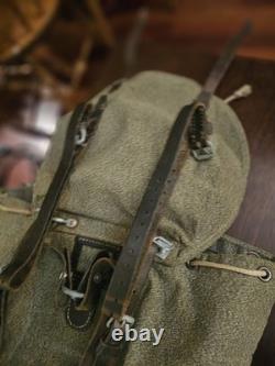 Vintage Swiss Army Canvas and Leather Rucksack 1967