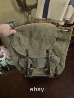 Vintage Swiss Army Canvas and Leather Rucksack 1967