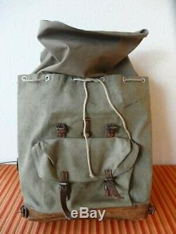Vintage Swiss Army Military Backpack Rucksack 1952 CH Canvas Salt & Pepper 52