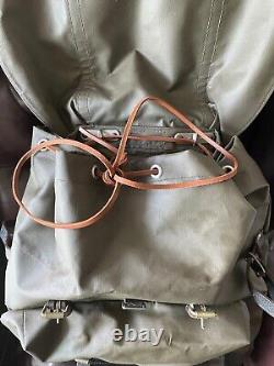 Vintage Swiss Army Military Backpack Rucksack 1954 Canvas Salt & Pepper