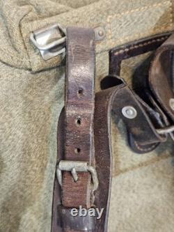 Vintage Swiss Army Military Backpack Rucksack Canvas Leather