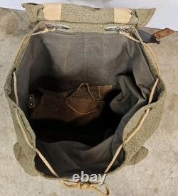 Vintage Swiss Army Military Backpack Rucksack Canvas Leather