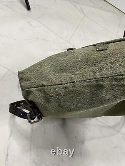 Vintage Swiss Army Military Backpack Rucksack Canvas Leather Salt & Pepper