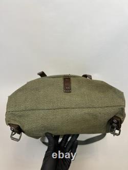 Vintage Swiss Army Military Backpack Rucksack Canvas Leather Salt & Pepper 1955