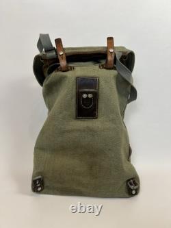 Vintage Swiss Army Military Backpack Rucksack Canvas Leather Salt & Pepper 1955