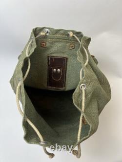 Vintage Swiss Army Military Backpack Rucksack Canvas Leather Salt & Pepper 1955