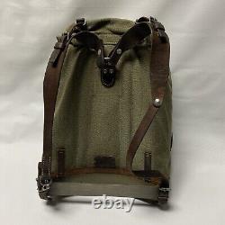 Vintage Swiss Army Military Backpack Rucksack Canvas Leather Salt & Pepper 1956