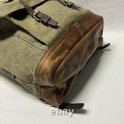 Vintage Swiss Army Military Backpack Rucksack Canvas Leather Salt & Pepper 1956