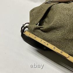 Vintage Swiss Army Military Backpack Rucksack Canvas Leather Salt & Pepper 1956