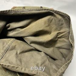 Vintage Swiss Army Military Backpack Rucksack Canvas Leather Salt & Pepper 1956