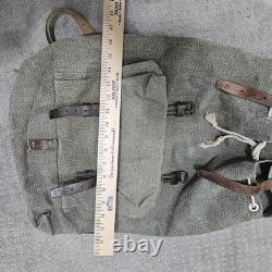 Vintage Swiss Army Military Backpack Rucksack Canvas Leather Salt & Pepper 1968