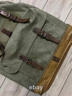 Vintage Swiss Army Military Backpack Rucksack Canvas Salt & Pepper Switzerland